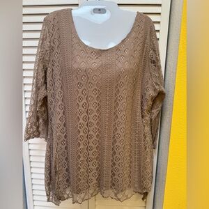 Chic Lace Blouse in Brown
